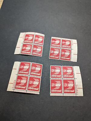 1971 Winged Airmail Envelope Plate Block Set of 4 Plate #34584 - Scott C79 MNH