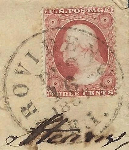 1857 US 3c Washington Type I Scott #25 on Cover Providence RI to Bedford Mass