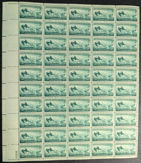 1945 USA US Coast Guard 3c Sheet -Scott 936 -MNH, Undisturbed OG -No Sig Flaws