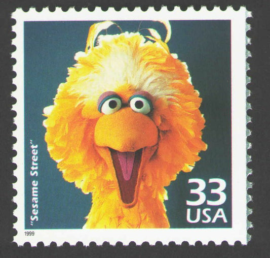 1999 Celebrate the 1970s Sesame Street Single 33c Stamp, Scott 3189c, MNH, OG