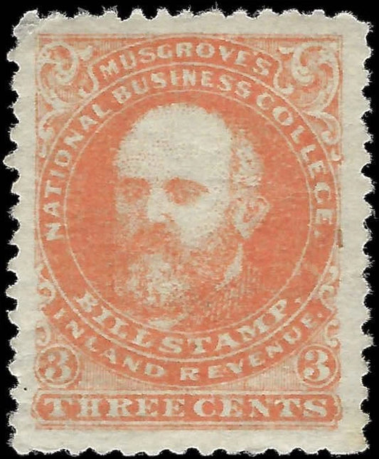 c1870s Canada Musgrove's National Business College 3c Training Revenue Stamp MH