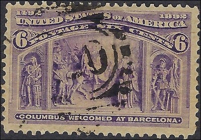 c1893 6c Columbian - Scott 235 - Used with Good Centering