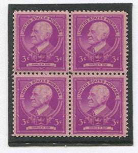 1940 Famous American Charles W Eliot Educator Block of 4 3c, Sc#871, MNH, OG