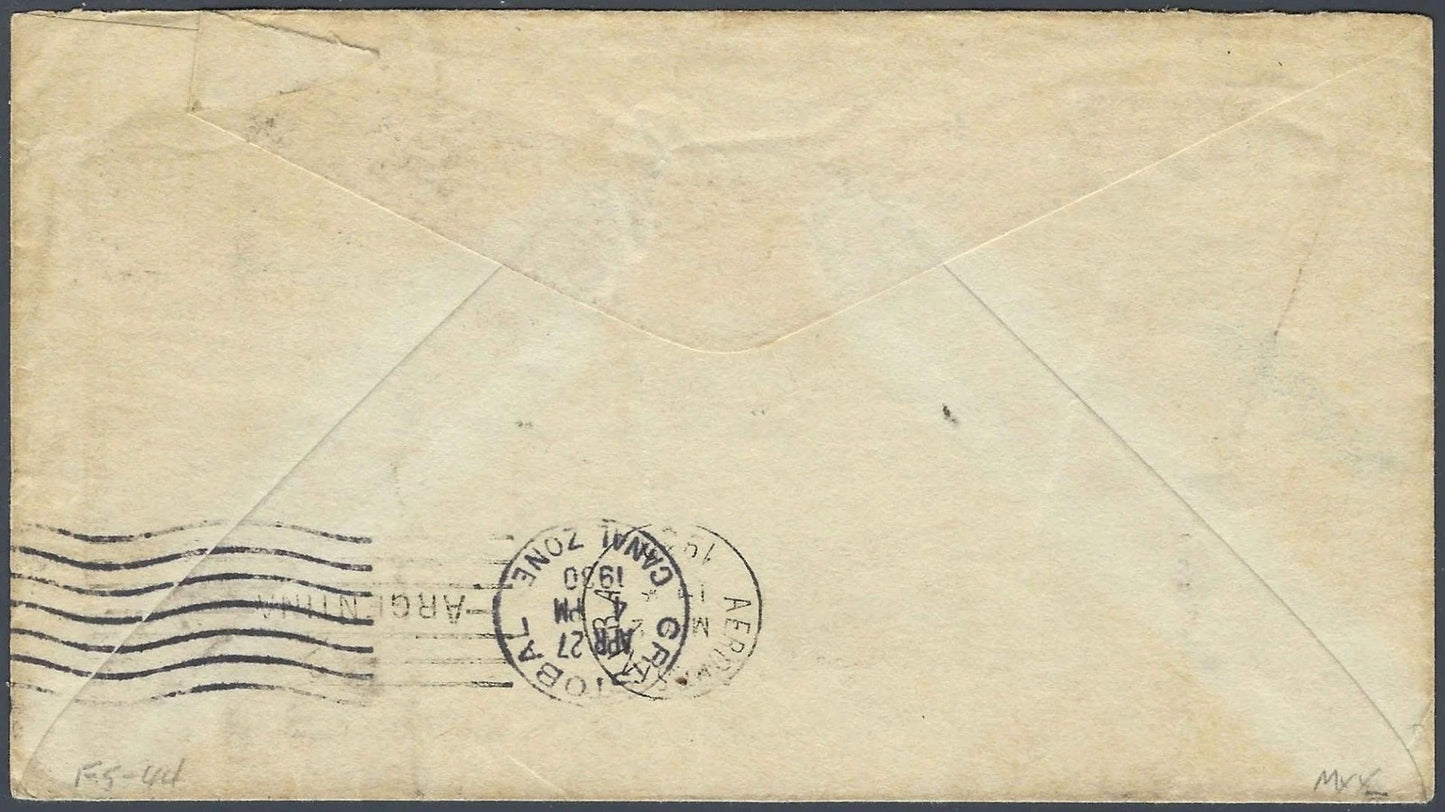 1930 US FAM 10 Lindbergh Flight Newark to Buenos Aires 7-Day Airmail Cover