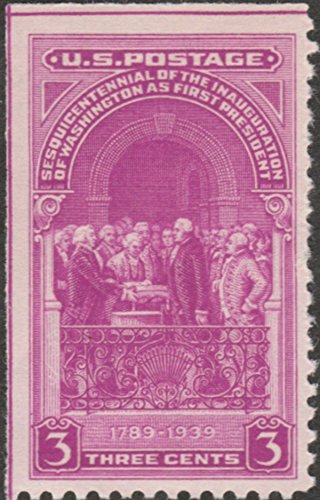 1939, Washington Inauguration Single 3c Postage Stamp, Scott854, MNH, OG