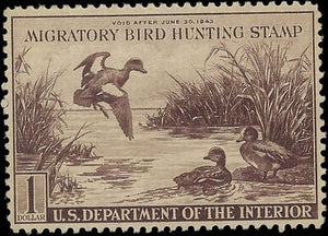 c1942 - Sc# RW9 Hunting Permit Duck Stamp - Mint - No Gum Nice Centering - Solid