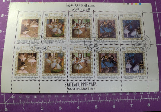 About 100! 1967 South Arabia Sheets Featuring Edgar Degas Paintings - Cancelled
