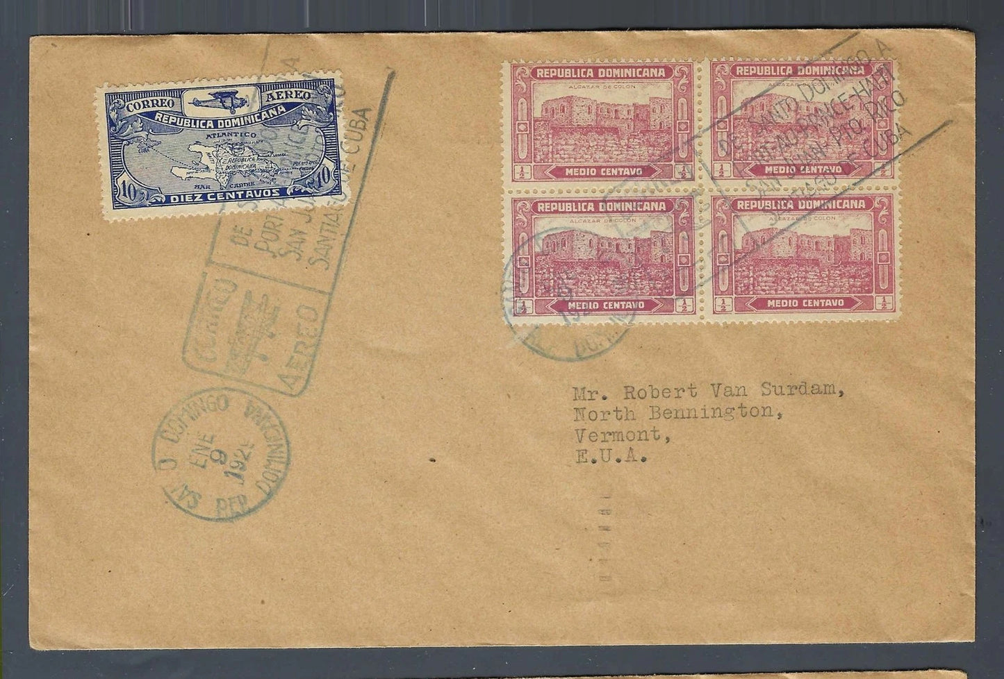 1929 FAM 6 Inaugural First Flight Cover Santo Domingo Unopened Original Contents