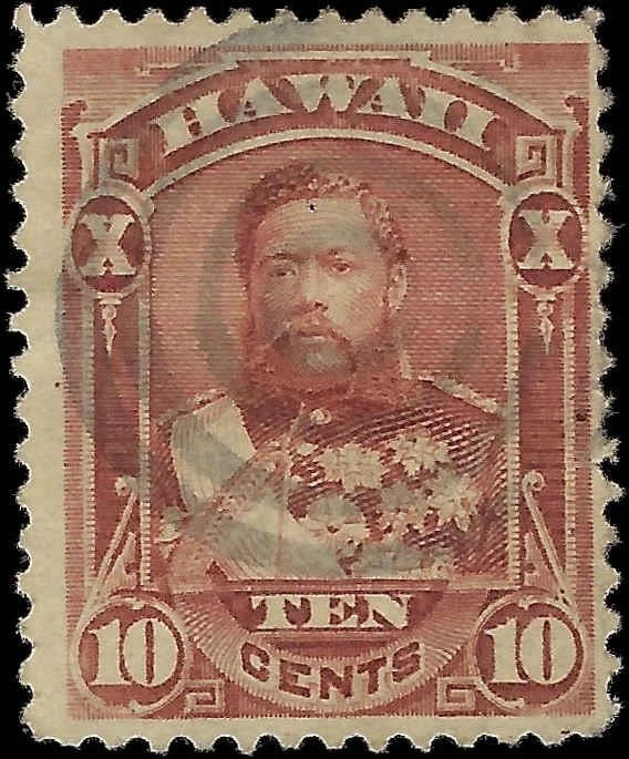 c1884 - Hawaii Scott 44 10c Postage Stamp - Used - Light Cancel