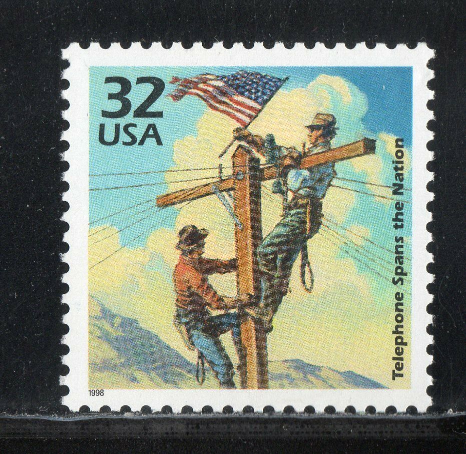 1998 Celebrate the 1910s Telephones Spans Single 33c Stamp, Scott 3183e, MNH, OG