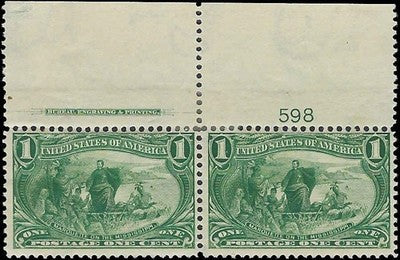 c1898 - USA Scott 285 - Imprint Pair - Light Hinge (Read) - Nice!