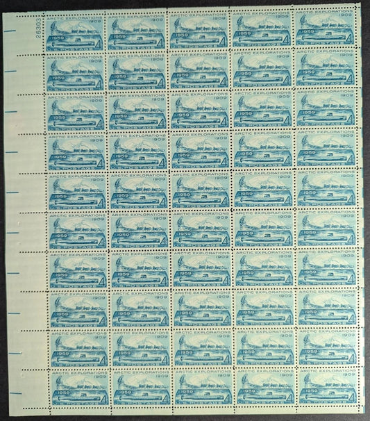 1959 USA 4c Explore Arctic Sheet -Scott 1128 -MNH, Undisturbed OG -No Sig Flaws
