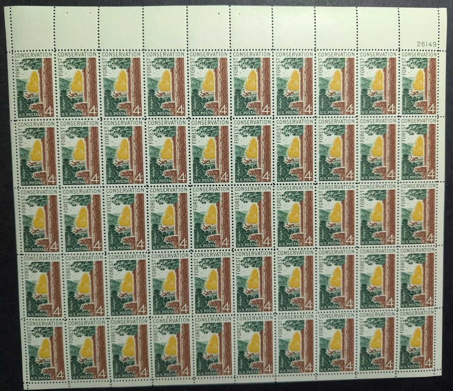 1958 USA 4c Conserve Forest Sheet -Scott 1122 -MNH, Undisturbed OG -No Sig Flaws
