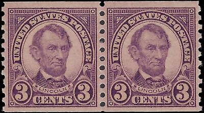 VEGAS - 1924 USA Lincoln Coil Pair - Scott 600 - MNH - Choice Centering