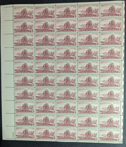 1954 USA 3c Lewis & Clark Sheet -Scott 1063 -MNH, Undisturbed OG - No Sig Flaws