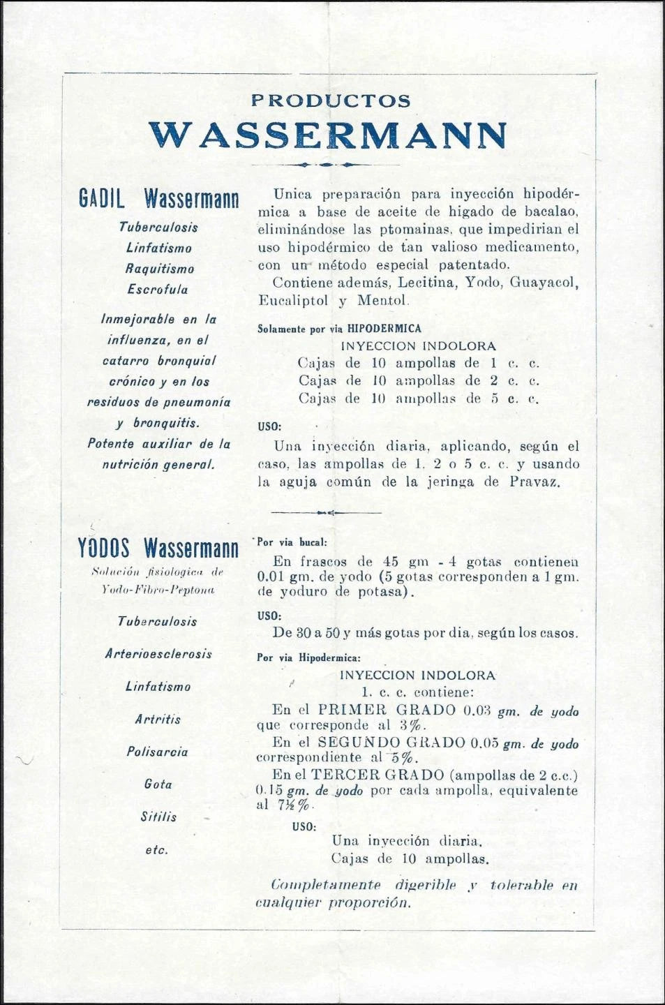 1929 Manila Gadil Wassermann TB Medical Advertising Cover Insert