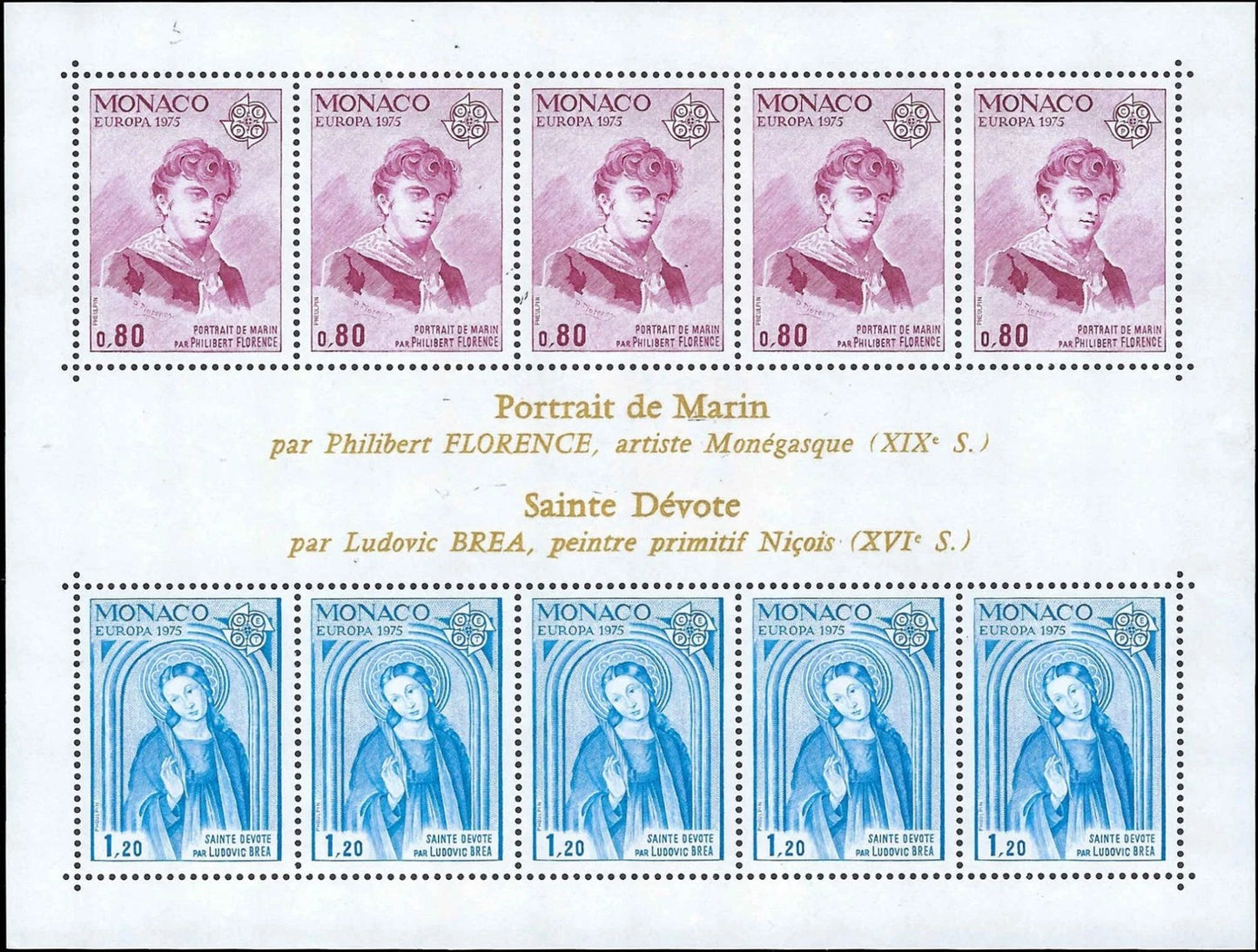 1975 Monaco Souvenir Sheet Europa Issue - Sc# 962a - MNH, OG