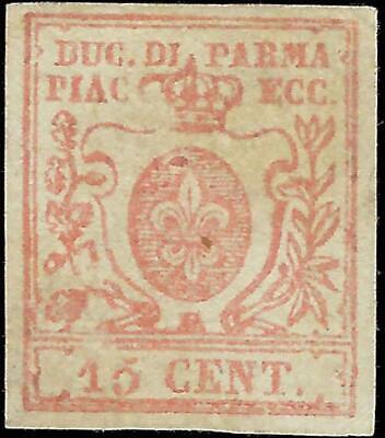 VEGAS - 1859 Parma Italy 15c Stamp - Scott 9 - Mint, Some Gum