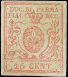 VEGAS - 1859 Parma Italy 15c Stamp - Sc# 9 - Mint, Some Gum