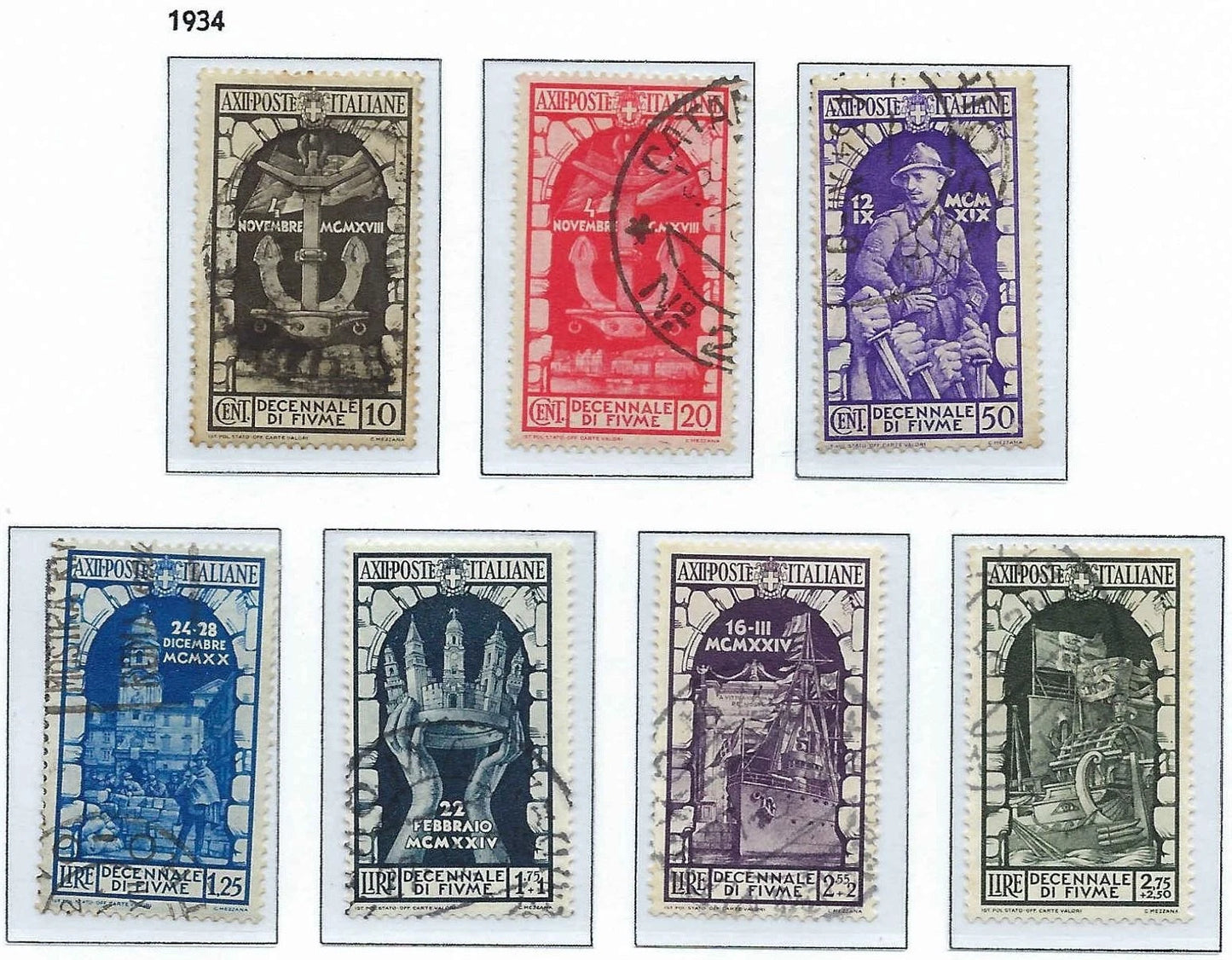 1934 Italy -Sc 315-321 Used Full Set - All Very Good Quality -Cat= $158!