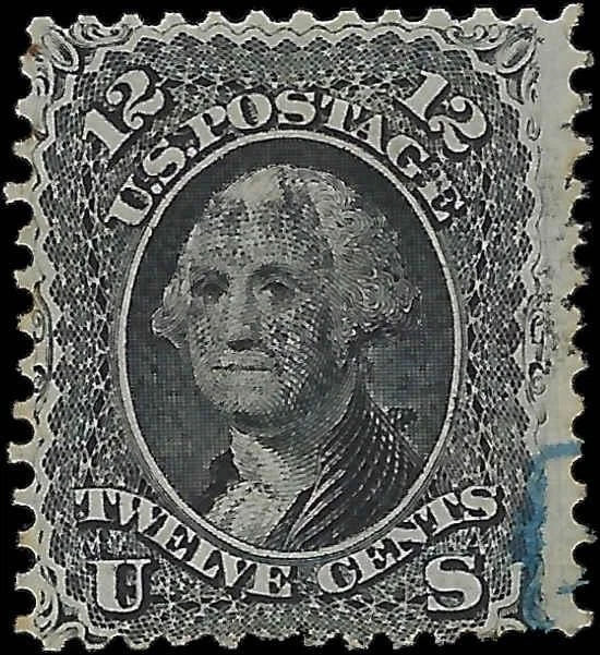 1861 USA - Scott 69 - 12c - Very Solid - Fresh Color - Light (Blue) Cancel