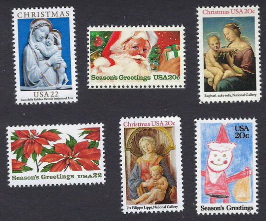 U.S Christmas Stamps 1983-1985 - Complete 6-Stamp Set