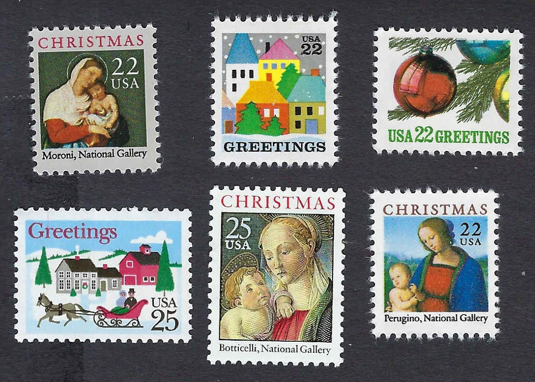 U.S Christmas Stamps 1986-1988 - Complete 6-Stamp Set