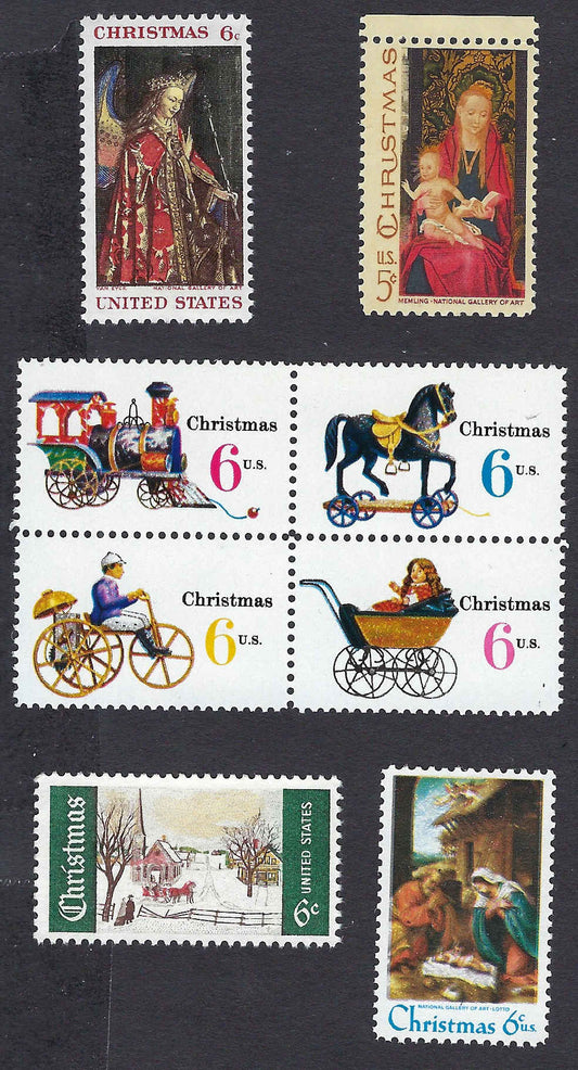 U.S Christmas Stamps 1967-1970 - Complete 5-Stamp Set