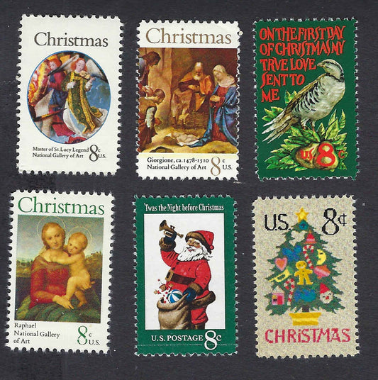 U.S Christmas Stamps 1971-1973 - Complete 6-Stamp Set