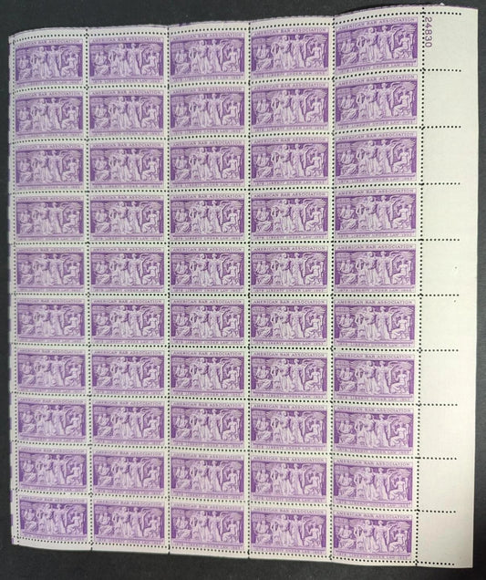 1953 USA American Bar 3c Sheet -Scott 1022 -MNH, Undisturbed OG -No Sig Flaws