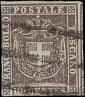 VEGAS - 1860 Tuscany Italy 10c Stamp -Scott 19 - Used - FV228