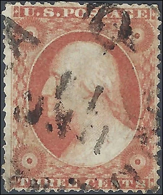 1857 USA - Scott 26 - 3c - Good Centering with Centered Date Cancel