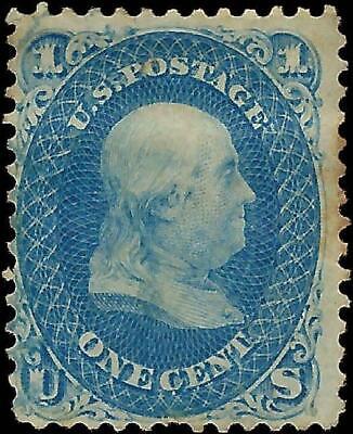 VEGAS - 1861 USA Franklin 1c - Scott 63 - Mint, No Gum, Some Toning & Small Flaws