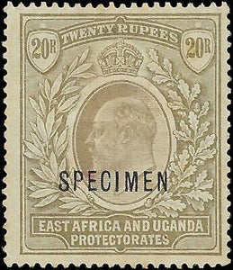VEGAS - 1903 East Africa 20r - Scott 15 Specimen - Mint, No Gum - Verified WM1