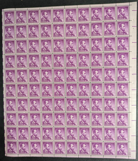 1954 USA Lincoln 4c Sheet -Scott 1036 -MNH, Undisturbed OG - No Sig Flaws