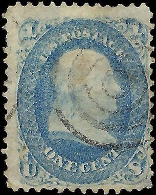 c1861 - Scott 63 Franklin 1c Stamp - Used - Clean with Light Cancel!
