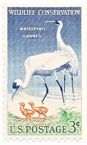 1957 Wildlife Conservation Whooping Cranes Single 3c Stamp - Scott 1098 - MNH,OG