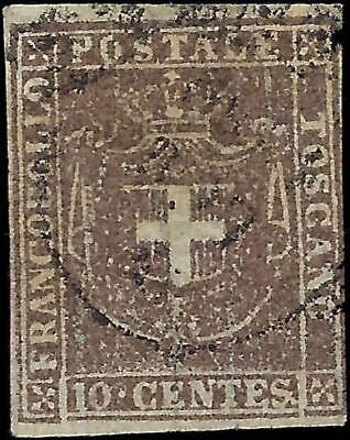 VEGAS - 1860 Tuscany Italy 10c Stamp -Scott 19 - Used
