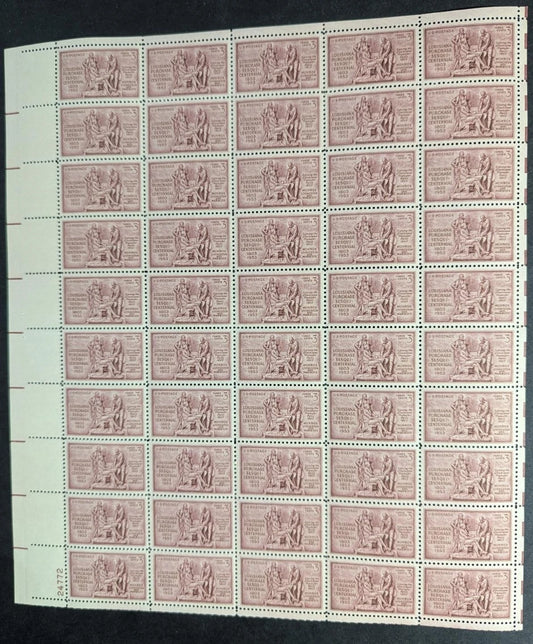 1953 USA Louisiana Purch 3c Sheet -Scott 1020 -MNH, Undisturbed OG -No Sig Flaws
