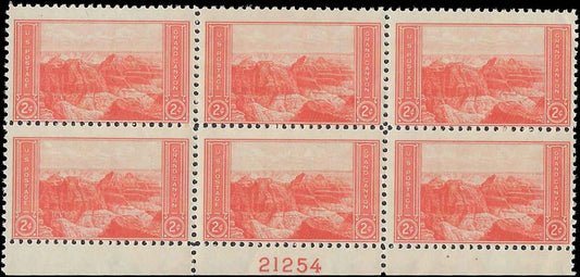 c1934 - Scott 741 Plate Block of 6 - MNH, OG