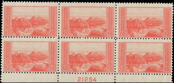 c1934 - Scott 741 Plate Block of 6 - MNH, OG