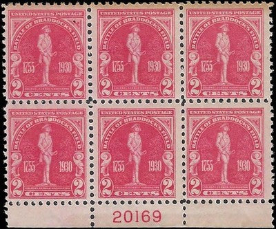 c1930 - 688 George Washington Statue Issue Plate Block of 6, MNH, OG - READ