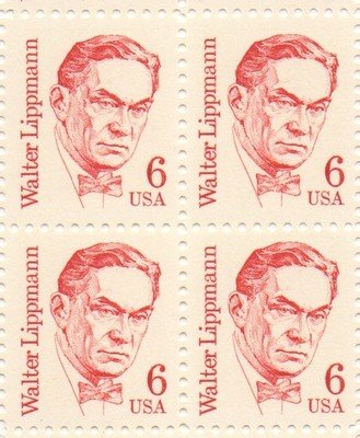 1985 Walter Lippmann Block of 4 6c Postage Stamps, Scott1849, MNH, OG