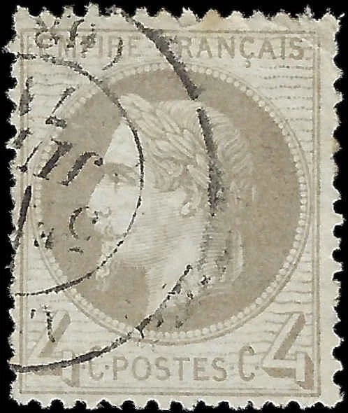 1863 France 4c - Scott 31 - Used Corner Perf Crease