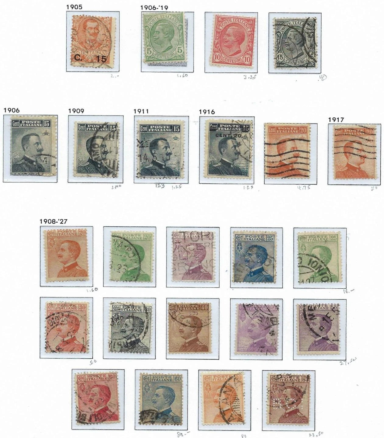 1905--27 Italy Sets - Better Cat Value - Sc# 97-110 & More - Used - READ