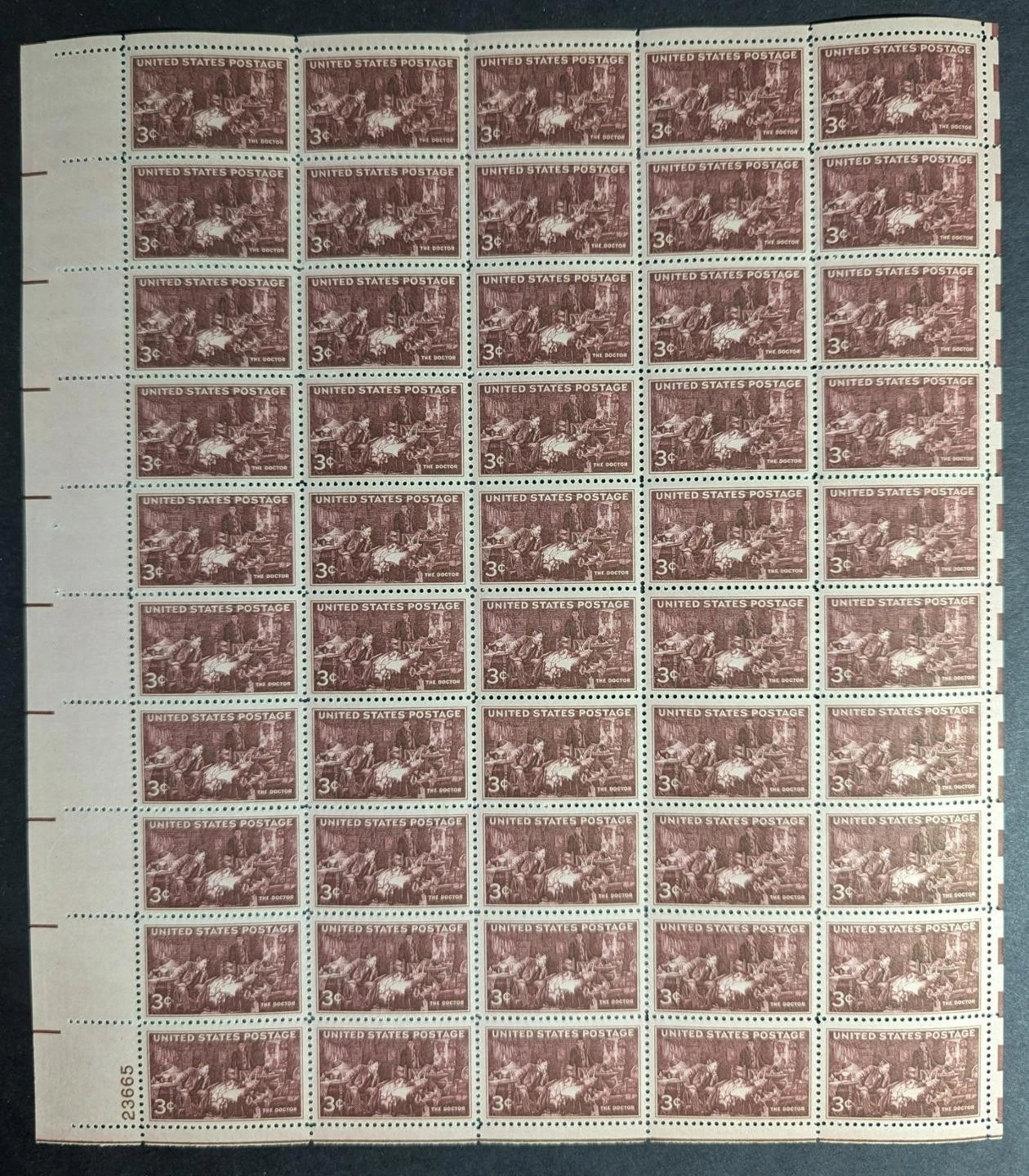1947 USA The Doctor 3c Sheet -Scott 949 -MNH, Undisturbed OG - No Sig Flaws-2