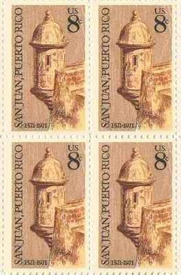 1971 San Juan Puerto Rico Block of 4 8c Postage Stamps, Scott1437, MNH, OG