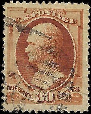 c1888 - Scott 217 30c Hamilton Stamp - Used - Light Creasing
