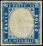 1863 Italy - Scott 22, Sass 11 - 15c - MNG - Nice Margins! ~2 Small Thins
