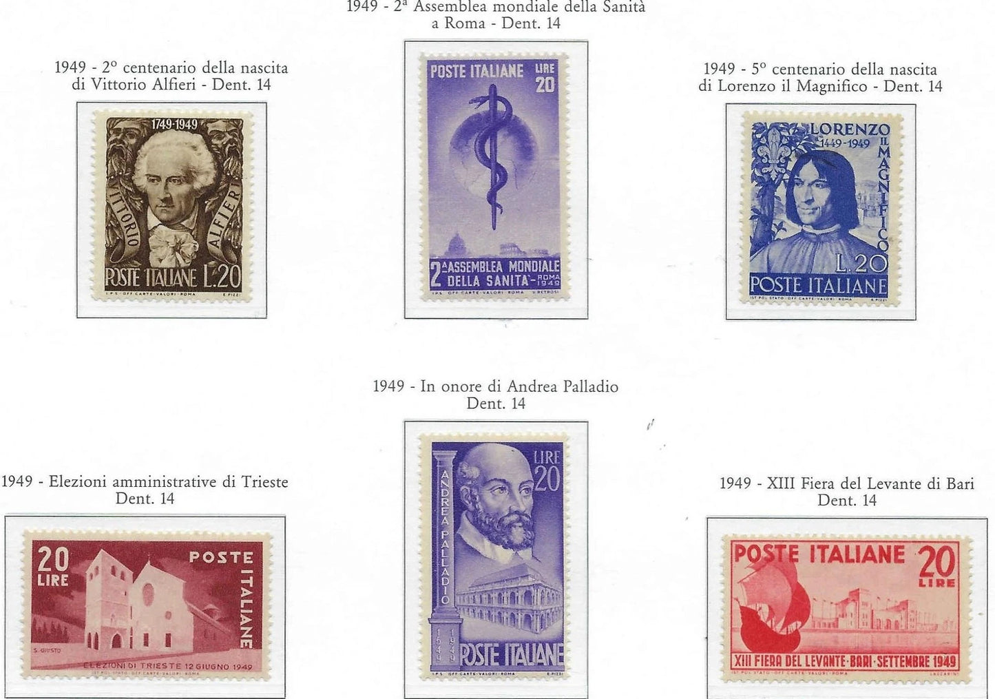 1949 Italy -Scott 520-525 - Clean Undisturbed OG! - Post Office Fresh!